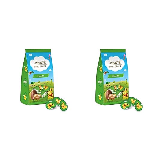 Lindt - Sachet MINI ŒUFS - Chocolat Lait Praliné - Idéal pour Pâques, 180g (Lot de 2)