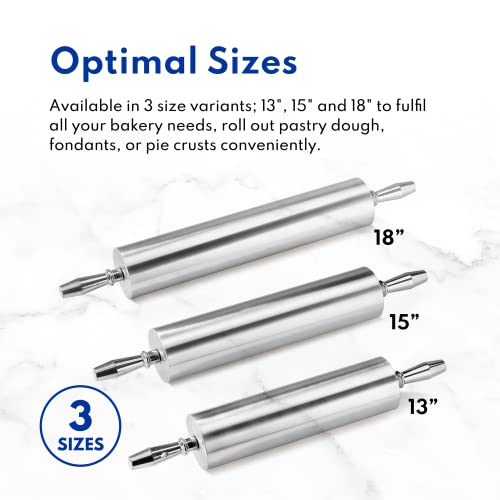 New Star Foodservice 37524 Extra Heavy Duty Restaurant Aluminum Rolling Pin, 18", Silver #TOP5