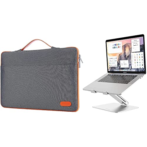 Procase 14-15.6 Inch Laptop Sleeve Case Protective Bag For Macbook Pro 16"/14" 15" 15.6" Dell Lenovo Hp Samsung Sony Chromebook Bundle With Metal Laptop Stand, Ergonomic Aluminum Laptop Holder #TOP20