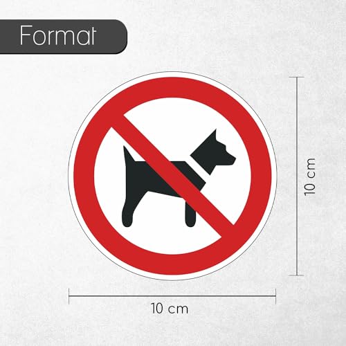 Verbotsaufkleber 'P021: Mitführen von Hunden verboten', Ø 10 cm, Art. Nr. hin137, DIN EN ISO 7010, Hinweis, Achtung, Warnhinweis, Mitführen von Hunden verboten