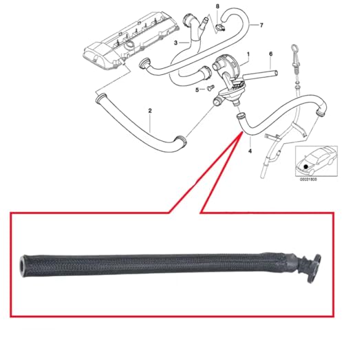 Manguera de ventilación del cárter para solucionar ralentí inestable en E46 E39 E60 X3 Z4 3