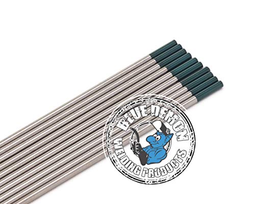 Blue Demon Welding Tungsten Electrodes, Pure Tungsten, GREEN, EWP, 3/32 in x 7 in x 10 pc pack TEP-332-10T