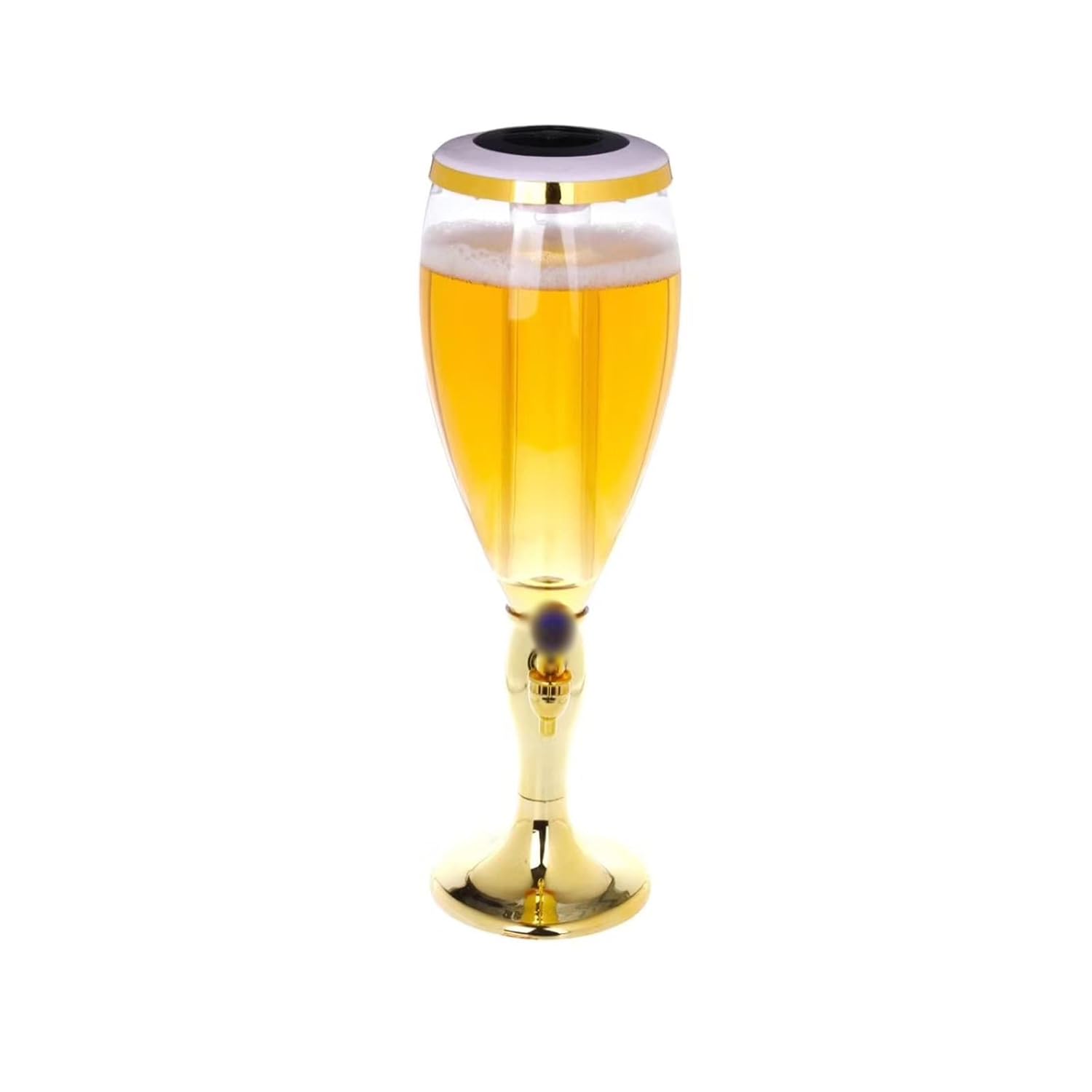 Drink Tower 5 Litre Plastic Beer Tower Dispenser with Spout Commercial Drink Dispenser with LED Lights and Icicles, Perfect for Parties Beer Dispenser (Colour: Gold)