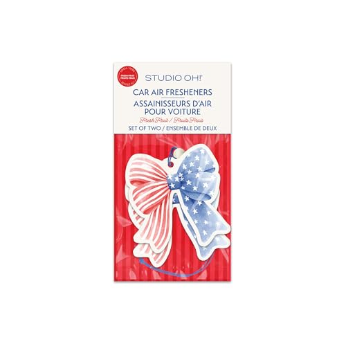 Image of Studio Oh! Stars & Stripes Set of 2 Hanging Car Air Freshener, Long-Lasting Fragrance, Odor Eliminator, Scented Car Accessory for Auto Interior, Decorative Air Freshener, 4 x 7.5 in