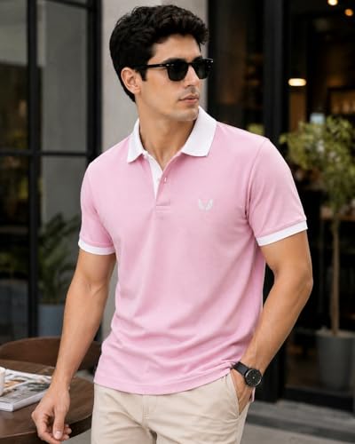 Image of Mens Pique Polo T-Shirt | Cotton Rich, Smart Fit Polo with Embroidered Logo | Casual & Sports Wear | Polo T-Shirt for Men