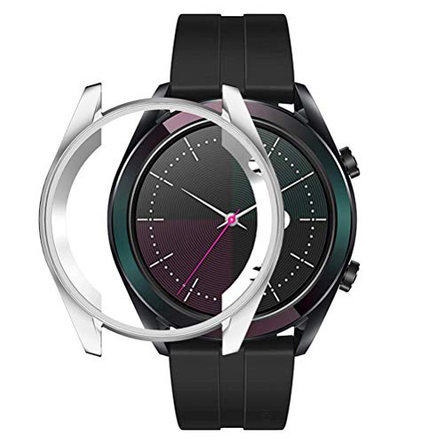 Custodia compatibile per Huawei Watch GT 2 46 mm pellicola protettiva morbida Slim Plated TPU Full Cover antigraffio per Huawei Watch GT 2 46 mm Smartwatch (argento)