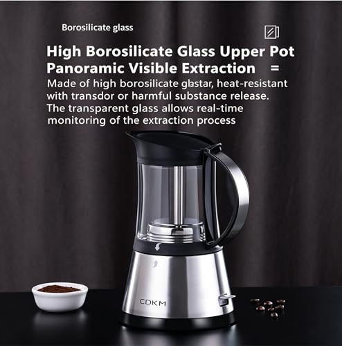 Image of Electric Moka pot, 3 /6 Cup Italian Espresso Maker, automatic power-off coffee maker, Glass Top Automatic Coffee Brewer, Full automatic coffee machine, Italian flavor, safe (340ml) | Borosilicate Glass Coffee Machine, Automatic Power Off,Espresso Machine,3 /6 Cups,Easy and Secure