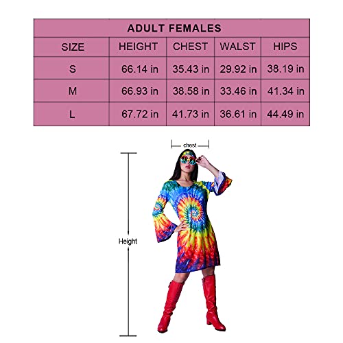 Flatwhite Womens Shimmy Hippie Costume 60S 70S Flower Power (M) #TOP5