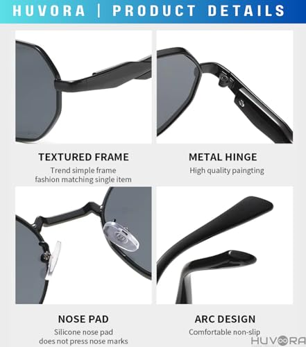 Image of Retro Hexagonal Designer UV Protected Unisex Oval Sunglasses for Men Women | Stylish UV400 Protection Metal Frame Branded Geometric Goggles for Driving Fashion Party Sqaure Shades