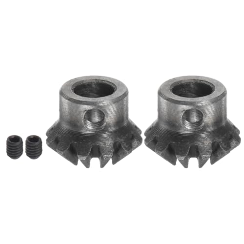Image of HARFINGTON 2pcs Bevel Gear 1M 12 Teeth 8mm Shaft Hole 1:1 Tapered Bevel Pinion Gear 45# Steel 1.5 Module 90 Degree Steering Gear, for Hardware Mechanical Rotation