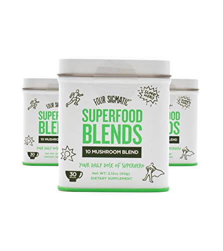 Four Sigmatic Superfood Blends 10 Mushroom Blend, 30 Servings. Vegan, Paleo and Gluten-Free Drink Mix, 60 Grams (3)