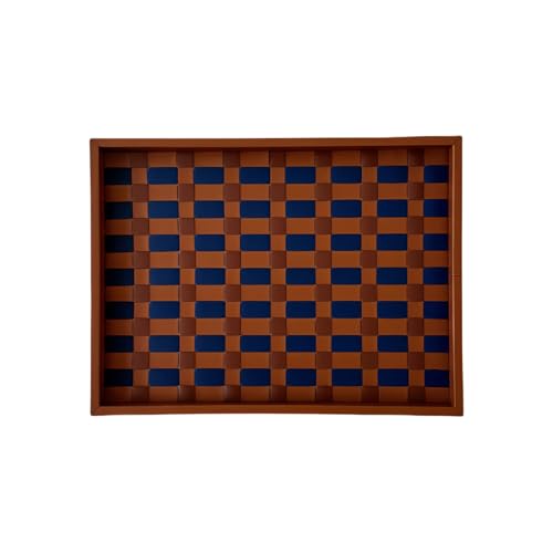 Woven Checkerboard Leather Tray Elegant Storage Organizers For Home Kitchens Dining Table Decors Checkered Design Kitchens Storage Tray