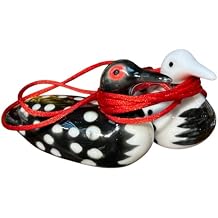 DMtse Feng Shui Ceramic Pair Mandarin Ducks Black and White for Love & Fidelity 2.68 inch / 6.8 CM Size Gift Red String