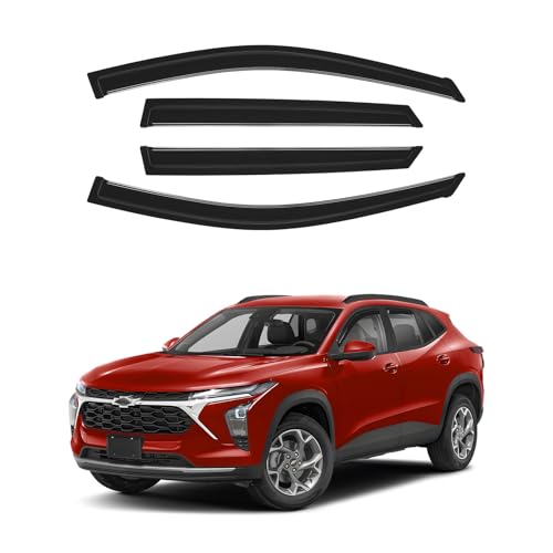 Image of Canvcle Window Visors Rain Guards for 2024 2025 2026 Chevrolet /Chevy Trax Accessories, Outside-Mount Tape-On Side Window Wind Deflectors Vent Visors Shades Black 4PCS