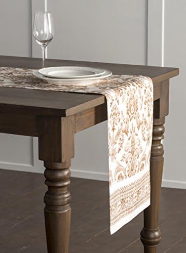 Maison d' Hermine Allure 100% Cotton Table Runner Farmhouse Tabletop Cover for Home Kitchen Dining Décor Parties Family Dinners Wedding Thanksgiving/Christmas (37cm x 180cm)