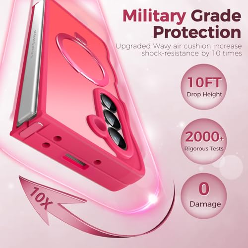 Image of Cute Wavy Magnetic Stand Case for Galaxy Z Fold 5 Fit for MagSafe, Hot Pink