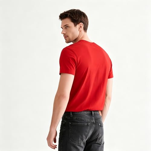 Image of ORJ 2 Pack Men t Shirts Crew Neck Short Sleeve Men's Undershirt Plain Polyester tee Bulk Stretch Soft Tees