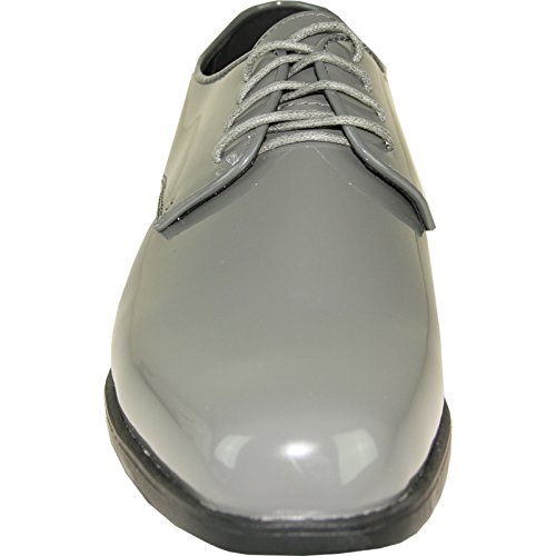 Image of VANGELO Men Dress Shoe TAB and Tux Oxford Formal Tuxedo for Prom Wedding Uniform Medium and Wide Width Black Grey Ivory White Patent