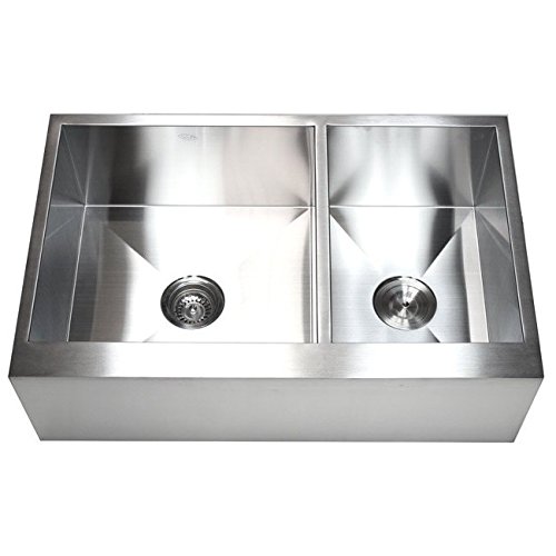 33 Inch Stainless Steel 60/40 Double Bowl Flat Front Farm Apron Kitchen Sink