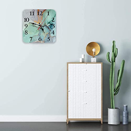 Wall Clock, Square Silent Non Ticking Clock 12 Inch, Watercolor Abstract Painting Marble, Home Decor For Living Room, Bathroom, Bedroom, Kitchen, Office Or School #TOP2