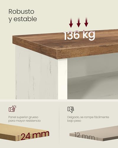 Variante de VASAGLE mueble zapatero recibidor Blanco Rústico y Marrón Miel