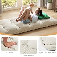 GIANTEX Bodenmatratze 90x200 cm, Futon Matratze Japanisch, Tatami Matte Faltbar & Tragbar, Klappmatratze mit Tragetasche & Abnehmbarer Bezug, Schlafmatte Schlafunterlage für Gästezimmer Schlafzimmer – Ansicht 5