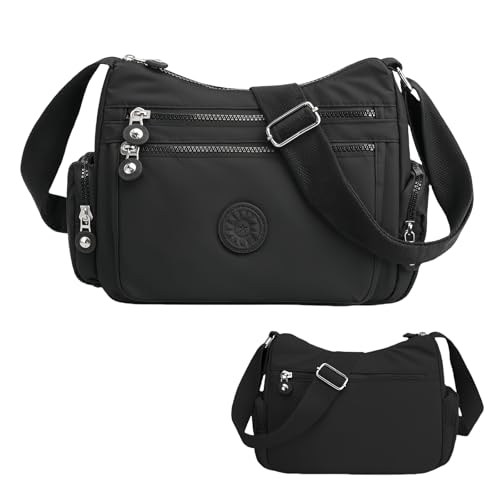 Anseom Bolso Bandolera Mujer, Múltiples Bolsillos Bolsa de Cuerpo Cruzado con Correa Ajustable Crossbody Bolso Casuales Deportivos de Nylon Impermeable para Viajes Escuela Trabajo (Negro) Anseom Bolso Bandolera Mujer, Múltiples Bolsillos Bolsa de Cuerpo Cruzado con Correa Ajustable Crossbody Bolso Casuales Deportivos de Nylon Impermeable para Viajes Escuela Trabajo (Negro)