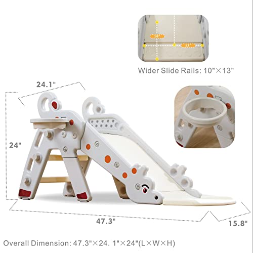 Merit Play Kids First Slide For Toddler With Basketball Hoop Indoor And Outdoor Baby Playground Freestanding Slide Climber Playset Toy (Grey) #TOP4
