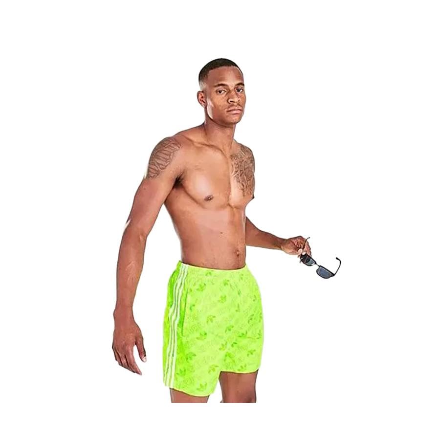 Adidas Originals Trefoil Allover Print Swim Mens Boardshorts Size XL, Color: Signal Green-Green2