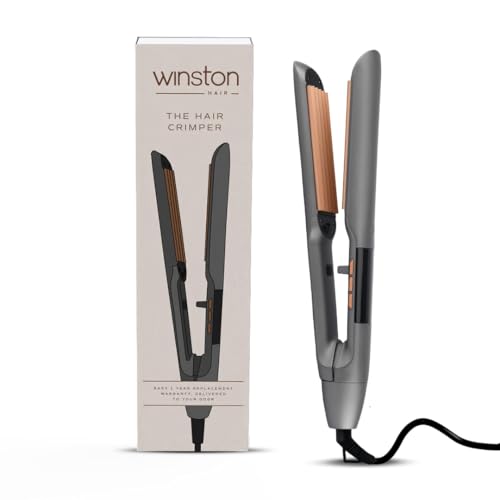 WINSTON Hair Crimper with Adjustable Temperature, Ceramic Coating, and Fast Heating for All Hair Types – 1 Year Warranty