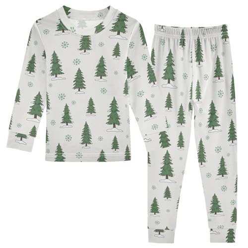 Pajama Sets Long Sleeve Winter Trees Snow Pattern Soft Comfy Sleepwear 2 Piece PJS 3-8T
