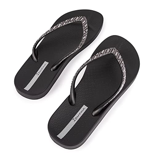 Ipanema Womens Anatomic Mesh Links Flip Flops Sandals Black 9 #TOP2