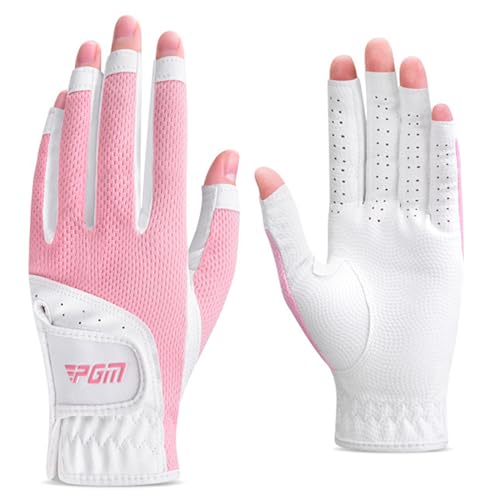 Guantes de golf sin dedos para mujer con malla transpirable de PU