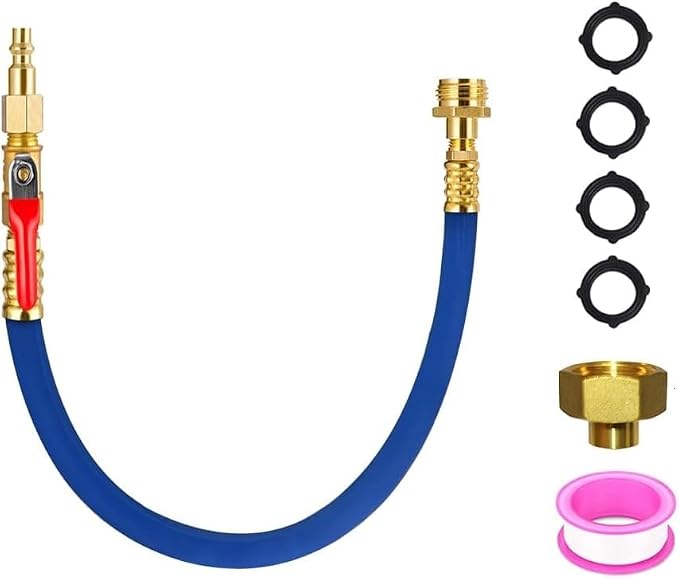 RV Winterizing Kit 18.5" Lead-Free Brass Blowout Adapter with Shut-Off Valve, Air Compressor Quick Connect, 3/4" Garden Hose Fitting for RV, Boat, Camper, Motorhome Use image 4