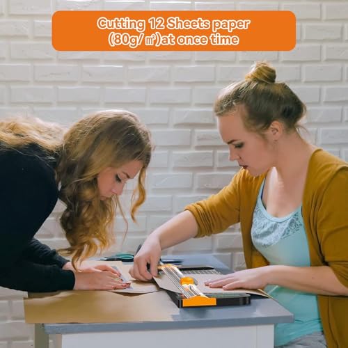 MOWETOO Papierschneider, 12 Zoll, Schneidemaschine Papier, Scrapbooking-Zubehör mit Sicherheitsklinge und faltbarem Lineal für A4-Vinyl-Fotokarton für Scrapbooking, Bastelpapier, Karton, Etikett