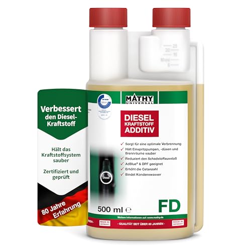MATHY-FD Diesel-Pflege-Kraftstoffadditiv (500 ml) hochwirksamer Diesel Systemreiniger - Kraftstoffstabilisator - Diesel Additiv - stetige Reinigung