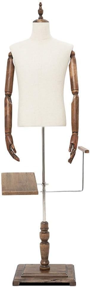 Male Mannequin Torso Body Busts Model Dummy with Flexible Arms, for Shoes Pants Dress Form Clothing Display, Beige