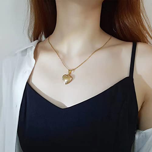 Valentines Heart Locket Pendant Necklace 24K Gold Color Romantic Fancy Heart Jewelry For Women #TOP1