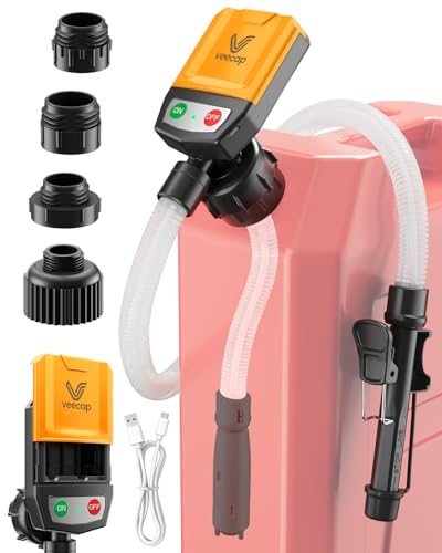 Automatic Electric Fuel Transfer Pump with Auto-Stop 3.8GPM & 51 Hose & 4 Size Adapters Gas Can Pump with Leak Protection for Gasoline Diesel Kerosene Gifts for Men Dad Him - 2nd Gen Yellow Black