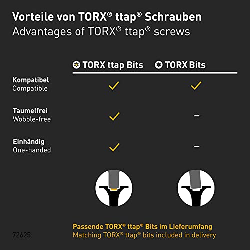TORX® ttap® 72625 Spanplattenschrauben Set 1400 Stück (3.0 × 30mm, 4.0 × 40mm, 4.5 × 45mm, 5.0 × 80mm, 6.0 × 100mm… – Bild 6