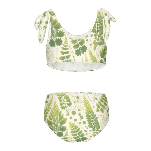 KLL Fern Leaf Equisetum Clover Leaves Girls' Two Piecing Bikini Sets Quick-Dry Swimsuits Swimwear Cute Shoulder Strap2