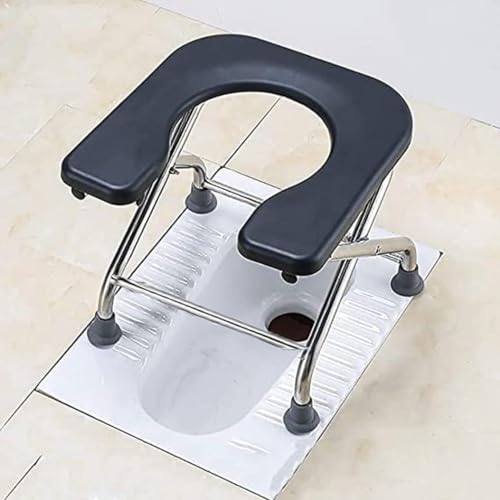 Image of Foldable Stainless Steel Shower Commode Chair with Sturdy & Robust Constructed Stainless Steel Frame Comfortable For Elderly Pregnant Women (Black)