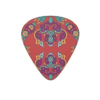 Lot de 12 médiators de guitare ethnique natif tribal floral rouge vintage pour guitare électrique basse acoustique avec boîte - Les Beatles, Paul McCartney, John Lennon, RIngo Starr, George Harrison