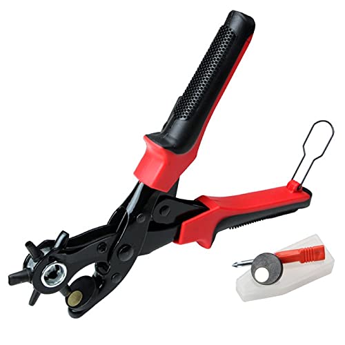 BePrincess Leather Hole Punch Tool for Belt - Updated Hole Sizes Puncher for Belt Watch Band Strap Dog Collar Saddle Shoes Fabric DIY Home or Craft Project 3 round holes 3 flat holes