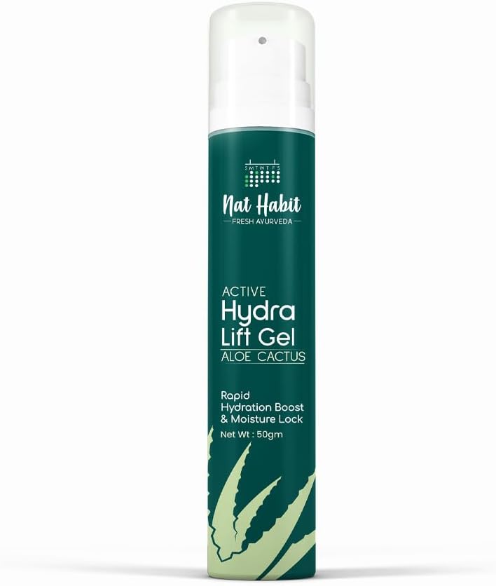 Active Face Gel, Aloe Cactus Hydra Lift For Rapid Hydration Boost & Moisture Lock With Cooling, Soothing, SunBurn Healing & UV Protection, 50gm