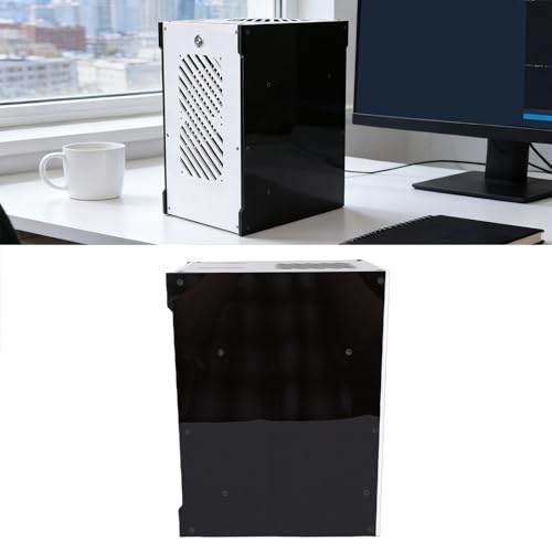 Gabinete Asixxsix compacto para PC pequeño ITX 10.5L con enfriamiento hollow de 360 grados, soporte para motherboard ITX y fuente SFX miniatura 2
