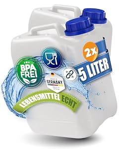 Kosmetex 2X Kanister 5L, Geschmacksneutral, Wasserkanister für Wasser & Getränke | lebensmittelecht & BPA frei, für Outdoor, Camping, Haushalt & Gewerbe | Made in Germany