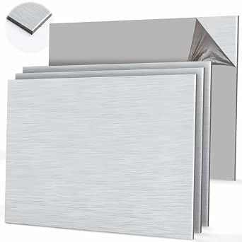 Blulu 4 Pcs Aluminum Composite Panel, 1/8" Thick Rectangle Silver, 36 x 24