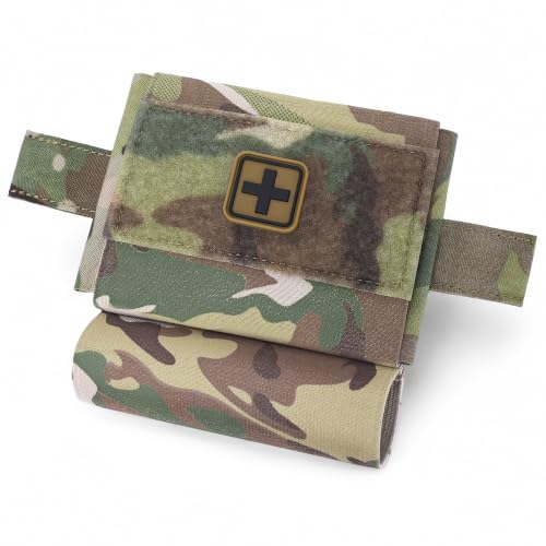 Small IFAK Pouch for Belt MOLLE Micro First Aid Bag with Bottom TQ Holder - 500D Nylon Empty Trauma Organizer with 2 MOLLE Straps for Belts Up to 2 Inches