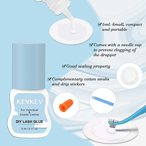 Individual Cluster Lash Glue 5Ml Clear Lash Cluster Glue Diy Lash Extension 48 Hours Long Lasting Lash Bond For Lash Clusters Self Application Eyelash Glue Mild Waterproof(5Ml, Clear) #TOP2